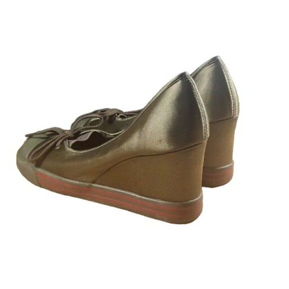 Chinese Laundry Wedge Women Sz 8.5 Olive‎ Green Lace Up Boho Everyday - Picture 2 of 7